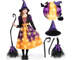 Spooktacular Creations mergaičių raganos kostiumas su LED apšvietimu SPO-BW-20589-3T