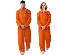 Spooktacular Creations vyriškas kalinio kombinezonas su užtrauktuku, oranžinis, XL, 21176-XL