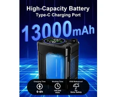 Spopal nešiojamas dušo komplektas, 13000 mAh akumuliatorius, IPX8, skaitmeninis ekranas, SPBDEBCS5-US