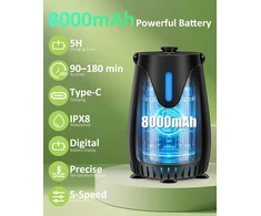 Spopal nešiojamas dušo prietaisas su LED apšvietimu, 10000 mAh, IPX8, temperatūros rodymu