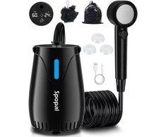 Spopal nešiojamas dušo prietaisas su LED apšvietimu, 10000 mAh, IPX8, temperatūros rodymu