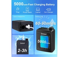 Spopal nešiojamas kempingo dušas, IPX8 atsparumas vandeniui, USB-C įkrovimas, 2 m žarna, 5000 mAh akumuliatorius, SPBDEBCS4-US
