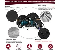 SRIMMIT triračio motociklo uždangalas, vandeniui atspari Oxford 420D danga, 2,74 m, juodas, SLCZ-002-Trike