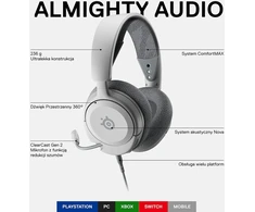 SteelSeries žaidimų ausinės Arctis Nova 1P, laidinės, 3,5 mm, baltos, 61612