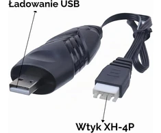 Sulčiaspaudė Tosiicop USB LiPo akumuliatorių įkrovimo laidas 11,1 V 1,5 A XH-4P, 2 vnt.