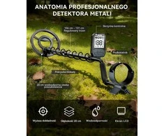 SUNPOW akumuliatorinis metalo detektorius su LCD ekranu, iki 20 val. veikimo, IP68 ritė, OT-MD17