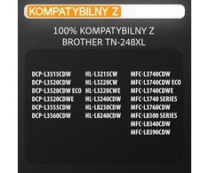 Supply Guy spalvotų lazerinių kasečių rinkinys Brother TN248XL juoda, žydra, purpurinė, geltona su chipu, 5 vnt.