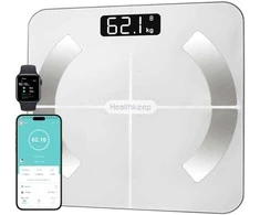 Svarstyklės Healthkeep išmani kūno analizės svarstyklė LED, 13 matavimo tipų, baltos spalvos, FG263LB