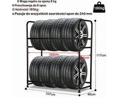 SWANEW padangų stelažas 8 padangoms, 180 kg, 107 x 46 x 117 cm, modelis 1