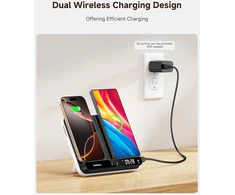 SwanScout belaidis įkroviklis-stovas dviem telefonams, 30 W, Qi, S10035