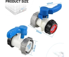 SWAWIS IBC konteinerio rutulinis vožtuvas DN50, aliuminis ir ABS, įvadas 75 mm, išvadas 50 mm