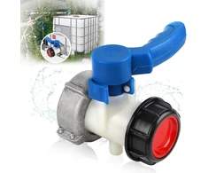 SWAWIS IBC konteinerio rutulinis vožtuvas DN50, aliuminis ir ABS, įvadas 75 mm, išvadas 50 mm