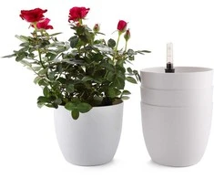 T4U dekoratyvinių plastikinių vazonų rinkinys, 15 cm, su savilaistymo sistema, 4 vnt.