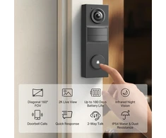 Tapo vaizdo domofonas 2K 3 MP su AI veido aptikimu, Wi-Fi, IP54, USB-C ir 5200 mAh baterija, Tapo D205