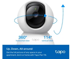 Tapo vidaus stebėjimo kamera su pasukimo ir pakėlimo funkcija, Wi-Fi, 1080p, naktiniu matymu, judesio aptikimu, Tapo C200P2 (2 vnt. rinkinys)