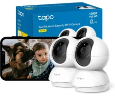 Tapo vidaus stebėjimo kamera su pasukimo ir pakėlimo funkcija, Wi-Fi, 1080p, naktiniu matymu, judesio aptikimu, Tapo C200P2 (2 vnt. rinkinys)