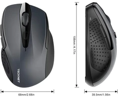 TECKNET belaidė optinė pelė su USB imtuvu, 6 mygtukais, 2600 DPI, M003