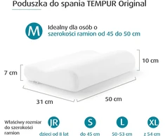 TEMPUR ergonominė kaklo pagalvė Original M 50 x 31 x 10/7 cm, balta, 120228