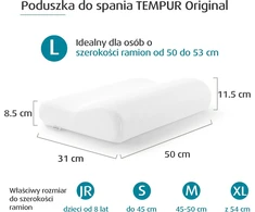TEMPUR ergonominė miego pagalvė Original L, 50 x 31 x 11.5/8.5 cm, tvirta, 83300273