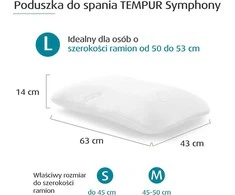 Tempur ergonominė pagalvė Symphony, atminties putų, balta, L dydis (63 × 43 × 14 cm)