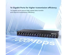 Šakotuvas Tenda 16 prievadų Gigabit Ethernet nevaldomas tinklo komutatorius su VLAN TEG1116M