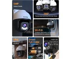 Tenda lauko IP kamera 5 MP 3K su Wi-Fi 6, PTZ ir naktiniu matymu 30 m CH7 V2.0