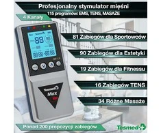 Tesmed MAX 830 keturkanalis TENS elektrostimuliatorius su 20 elektrodų komplektu