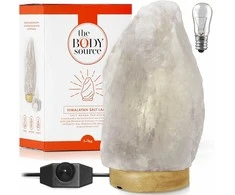 The Body Source Himalajų druskos lempa su reguliuojamu apšvietimu, 2–3kg, balta