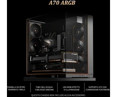 Thermalright ATX kompiuterio korpusas, stiklo šonai, ARGB, USB-C, 8 ventiliatorių palaikymas, A70 ARGB