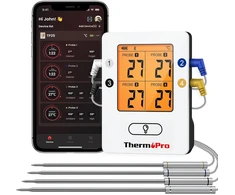 ThermoPro Bluetooth mėsos termometras su 4 zondais, 150 m veikimo nuotolis, TP-25