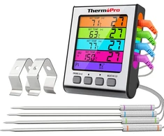 ThermoPro skaitmeninis mėsos termometras su 4 nerūdijančio plieno zondais TP17H
