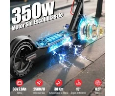 TODIMART elektrinis paspirtukas su 350 W varikliu, 8,5 colių ratais, 3 greičių režimai, sulankstomas, tinka suaugusiems ir paaugliams, maksimalus nuvažiuojamas atstumas iki 30 km, juodas/oranžinis