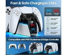 Tokluck dviguba greito įkrovimo stotelė PS5 ir PS5 Edge valdikliams, balta