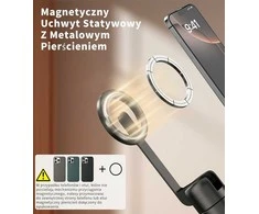 TONEOF magnetinis 173 cm aliuminio telefono trikojis su asmenukių lazda ir pulteliu, juodas–violetinis
