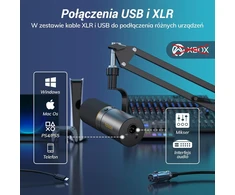 TONOR dinaminis XLR ir USB mikrofonas su stovu, kardioidinės krypties, TD510
