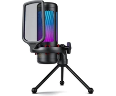 TONOR TC-310 stalinis USB kondensatorinis kardioidinis mikrofonas su RGB apšvietimu