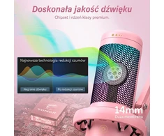 TONOR TC310+ USB kardioidinis žaidimų mikrofonas su RGB apšvietimu, rožinis