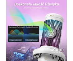 TONOR TC310+ USB kardioidinis žaidimų mikrofonas su RGB apšvietimu, baltas