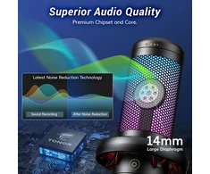 TONOR USB žaidimų mikrofonas su RGB apšvietimu ir reguliuojama šviesos intensyvumu TC310+