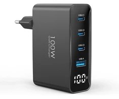 TOPADRE 100 W USB-C įkroviklis su 3 USB-C ir USB-A jungtimis bei LED ekranu, RCE-10002