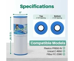 TOREAD baseino ir SPA filtras TRF-4950, 50 kv. pėdų, 40,6 cm ilgio, 12,7 cm skersmens