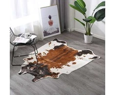 townssilk dirbtinės odos kilimas su karvės raštu, 135 × 140 cm, rankų darbo, poliesteris