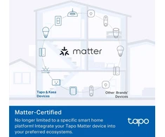 TP-Link Tapo išmanusis Wi-Fi kištukinis lizdas su fiziniu užraktu, Matter, P100MA