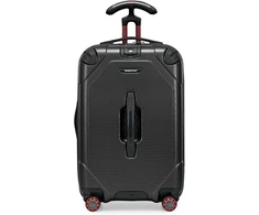 Kelioninis Traveler's Choice kietas rankinio bagažo lagaminas iš polikarbonato, 8 ratukai, 22 colių, juodas, TC09040K22