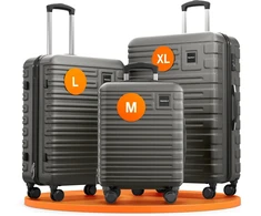Kelioninis Travely lagaminų rinkinys, kietas polikarbonatas, TSA užraktas, spinner, 3 dalių komplektas