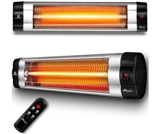 TRESKO elektrinis infraraudonųjų spindulių šildytuvas, 2500 W, su nuotolinio valdymo pultu, sieninis, 3 galios lygiai, THSL-009