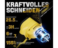 Troozy akumuliatorinis mini grandininis pjūklas 21 V, 15 cm, 2x 3000 mAh, bešepetėlinis