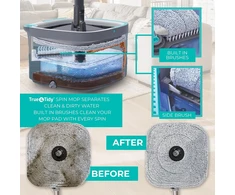 True &amp; Tidy grindų valymo rinkinys su 2 skyrių kibiru ir 2 mikropluošto šluostėmis SPIN-800 A