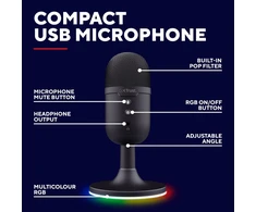 Trust USB kondensatorinis stalinis mikrofonas su RGB apšvietimu, kardioidinis, GXT 236 Yami