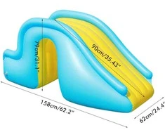Tumnea pripučiama vandens čiuožykla vaikams, mėlyna, 158 × 79 × 62 cm, PVC